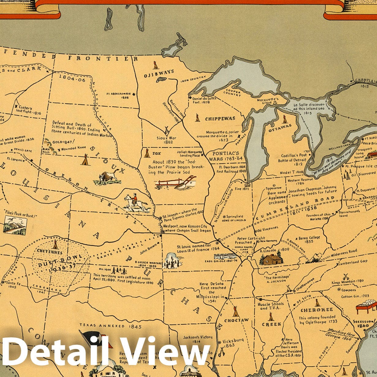 United States - Pictorial Map, 1939 - Historical Map Print