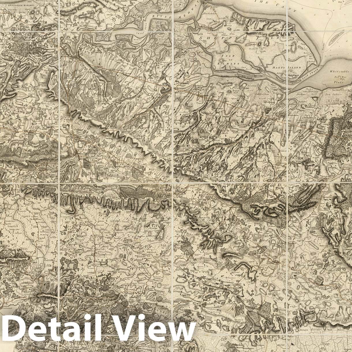Kent and Essex, England - Road Map, 1801 - Historical Map Print