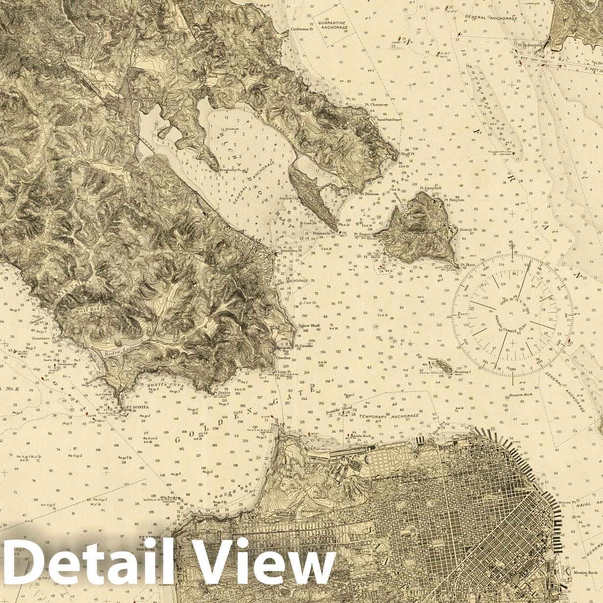 San Francisco Bay, California - Nautical Chart, 1924