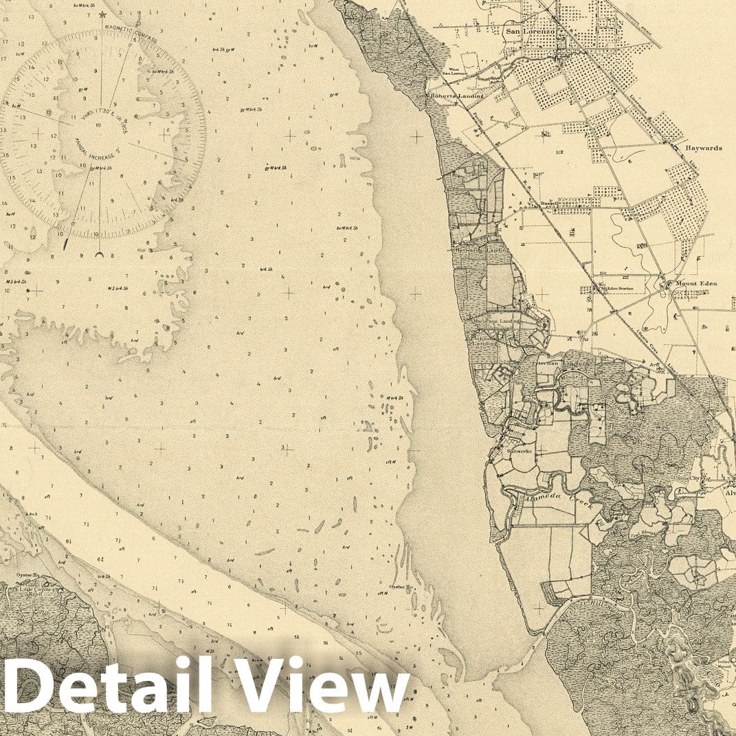 San Francisco Bay, Southern Part - Nautical Chart, 1905