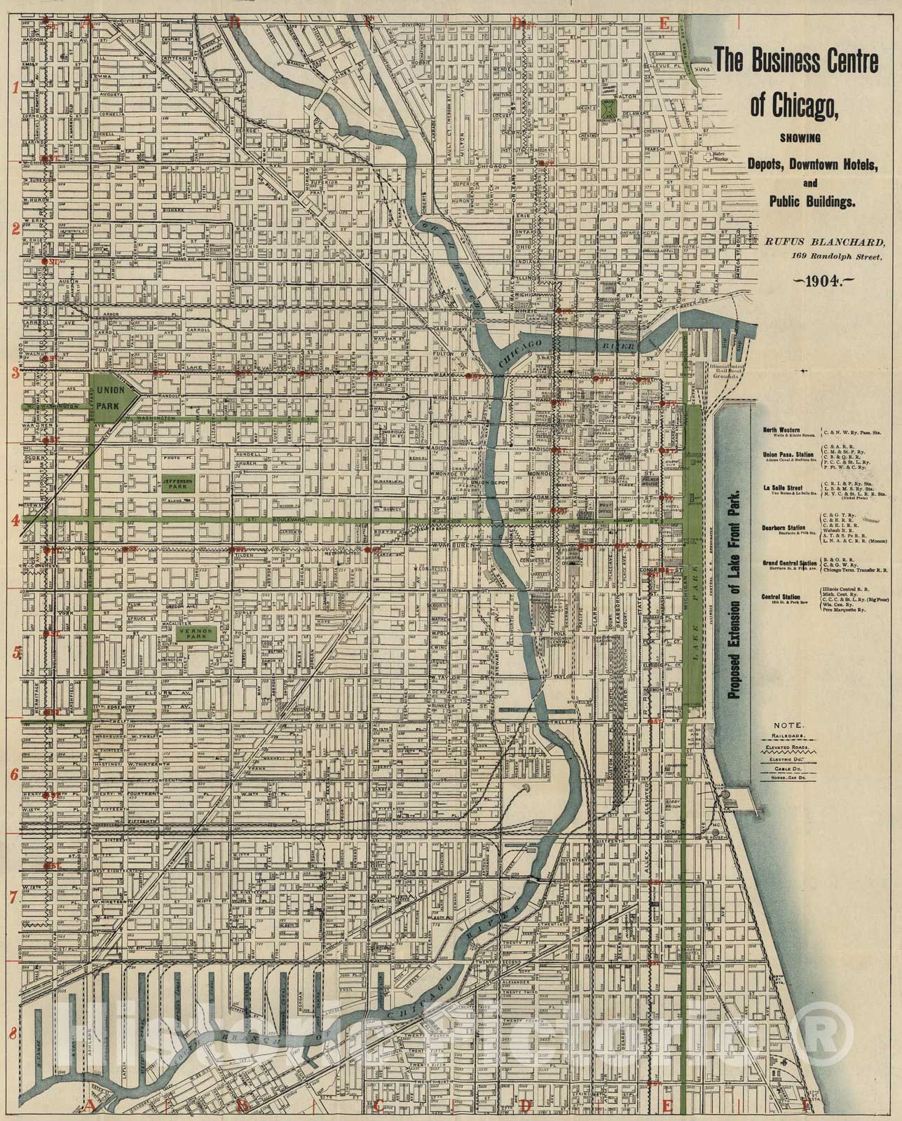 Historic Map : Pocket Map, Business Portion of Chicago. 1904 - Vintage Wall Art