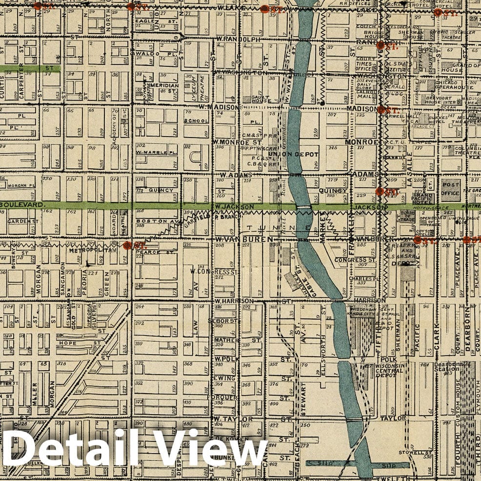 Historic Map : Pocket Map, Business Portion of Chicago. 1904 - Vintage Wall Art