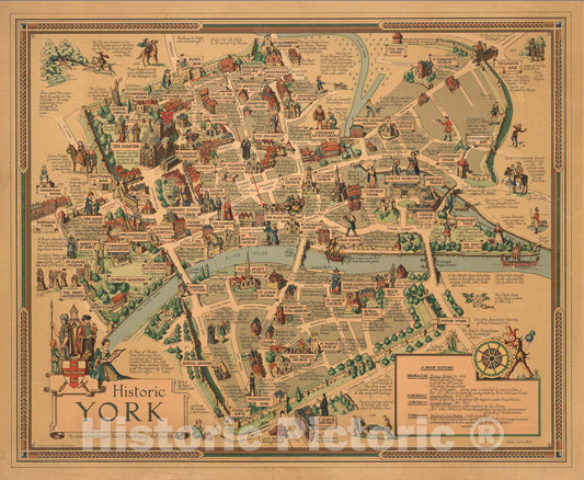 Historic Map : Historic York. 1947 v2 - Vintage Wall Art