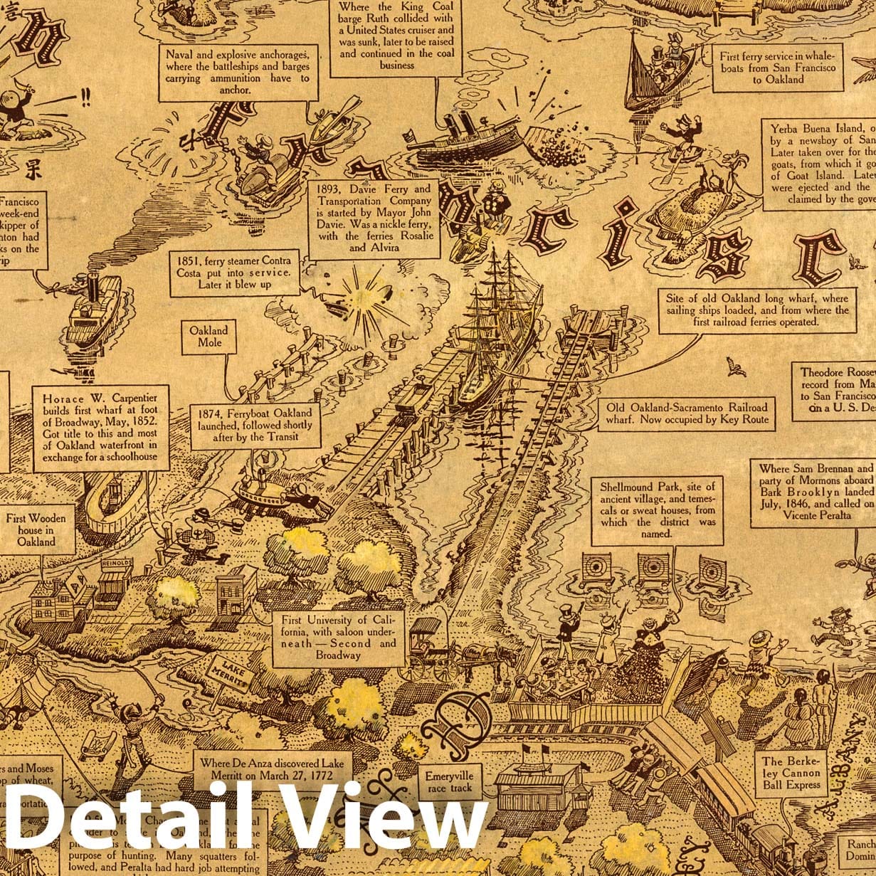 San Francisco Bay, Oakland - Pictorial Map, 1934