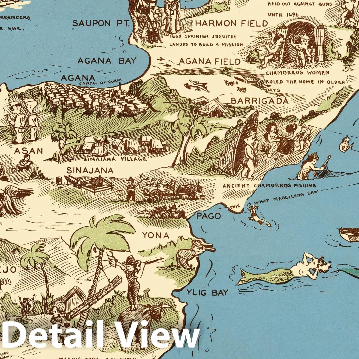 Guam, Mariana Islands - Pictorial Map, 1958