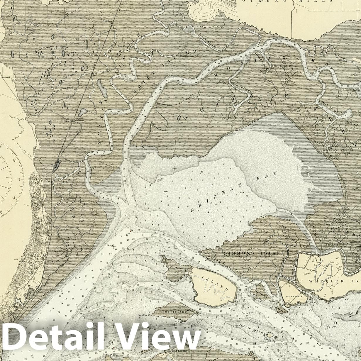 Suisun Bay - Nautical Chart, 1922 - Historical Map Print