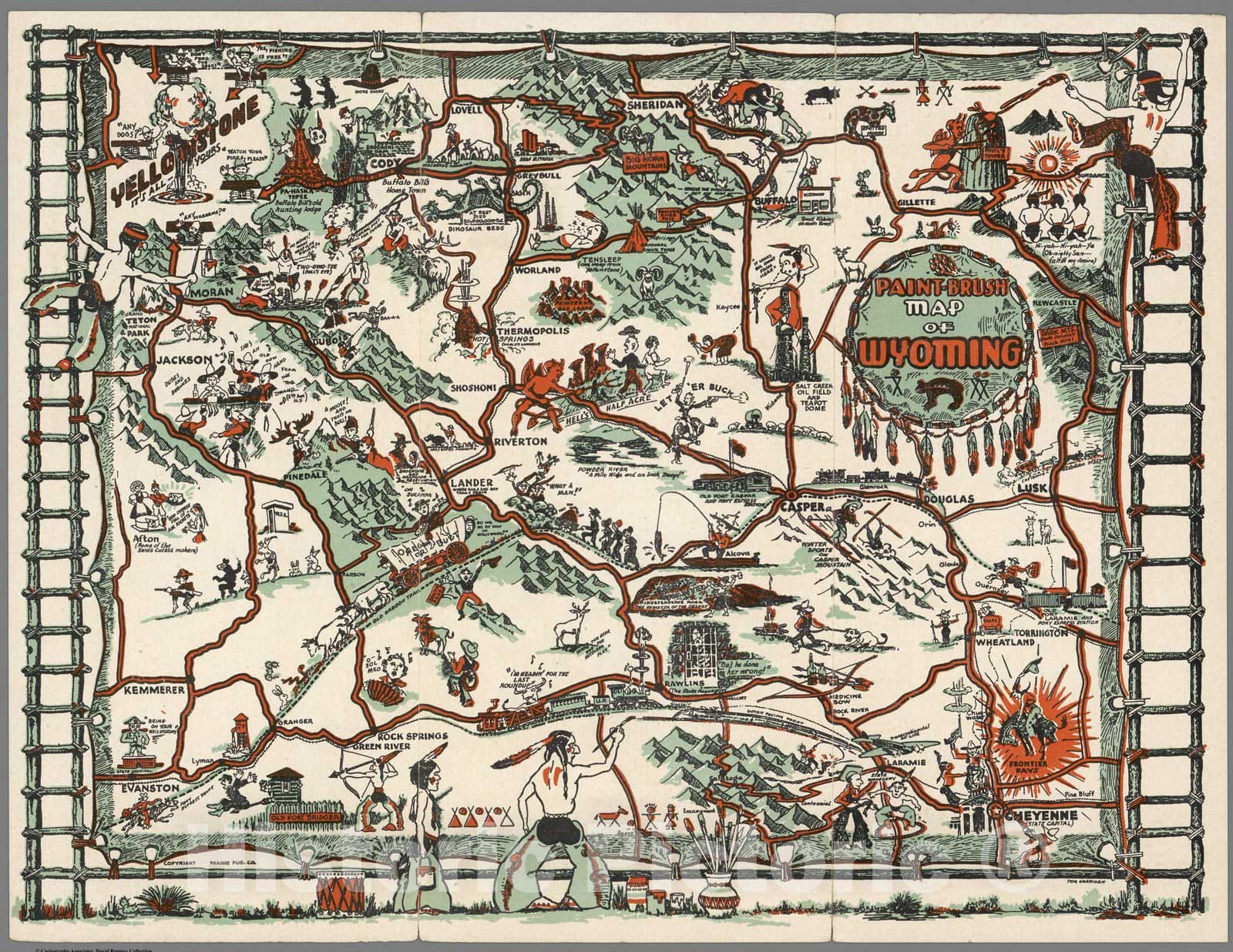 Wyoming, 1938 - Pictorial Map Print
