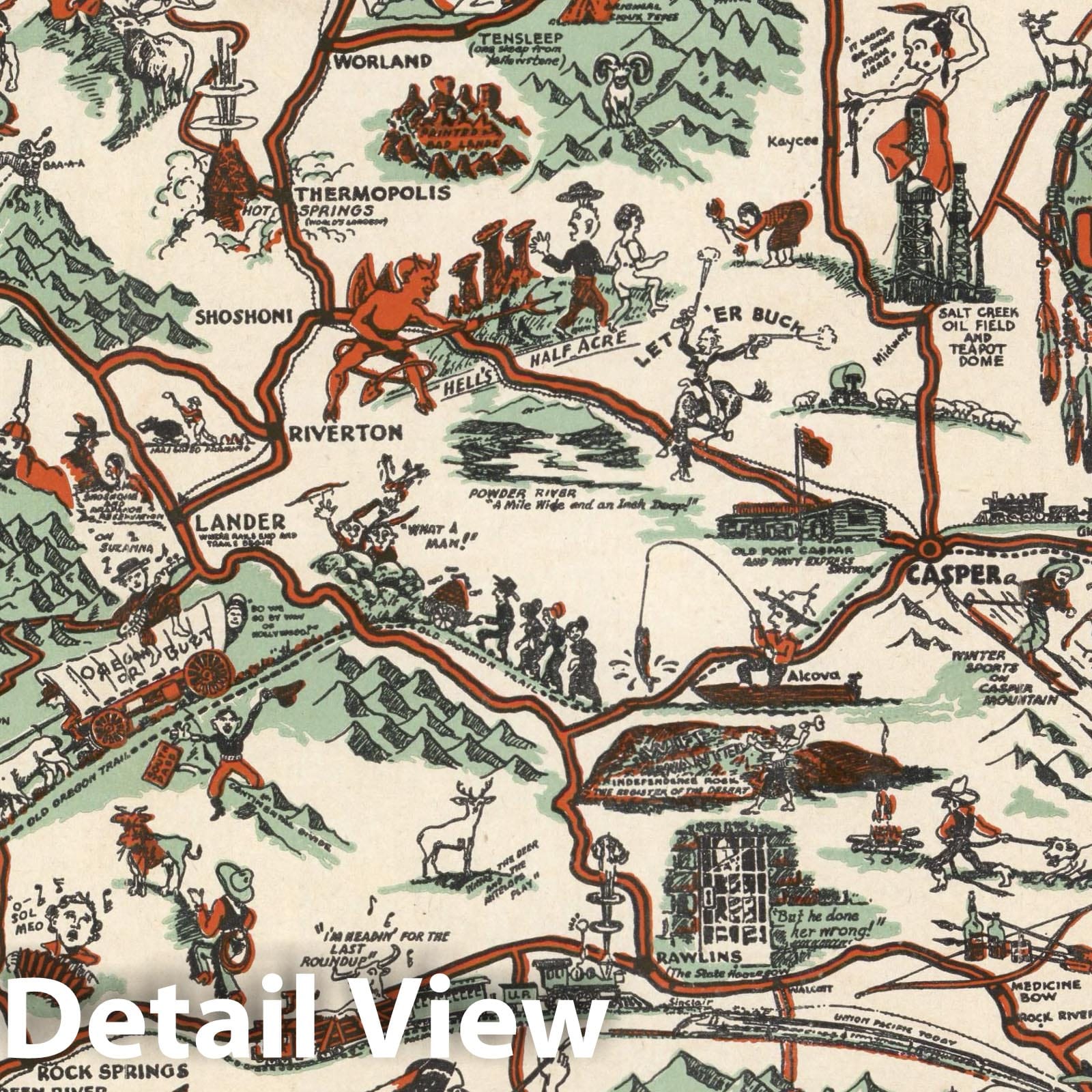 Wyoming, 1938 - Pictorial Map Print