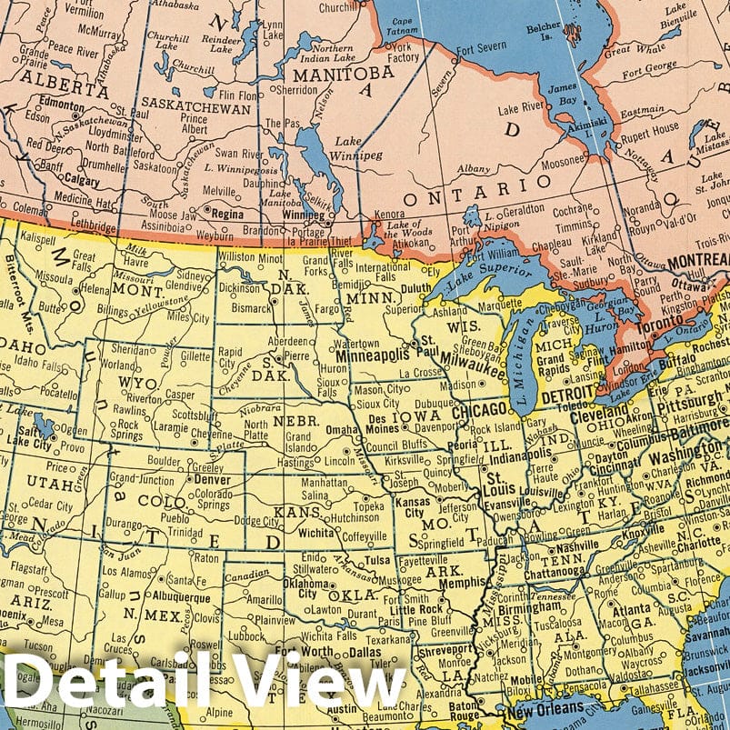 North America 1957 Historical Map Print
