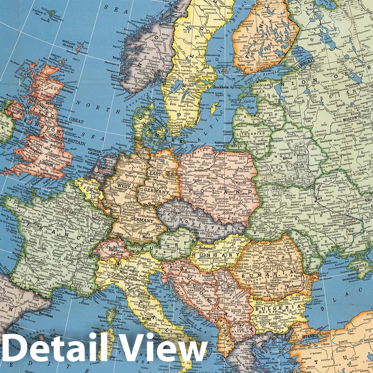 Europe and the Near East 1957 - Historical Map Print