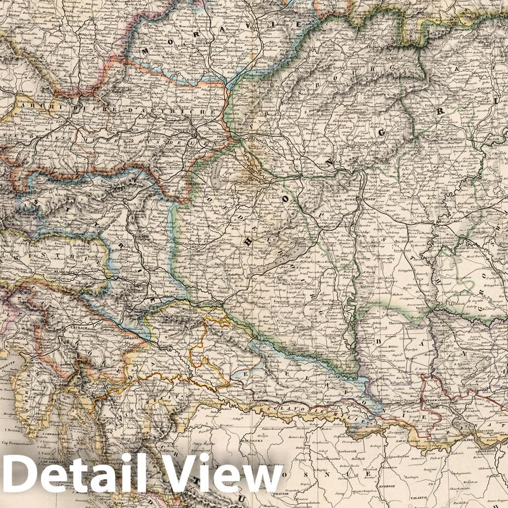 Historic Map : Austria,Empire d'Autriche. Pl. 21 1863 , Vintage Wall Art