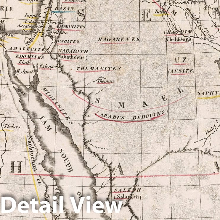 Geography of the Hebrews: Arabia, Egypt, Iraq, Saudi Arabia, Turkey, 1812 - Historical Map Print