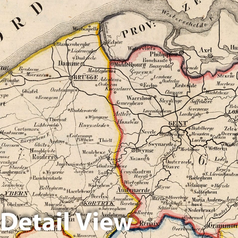 Netherlands: East Flanders and West Flanders - Boundary Map, 1825