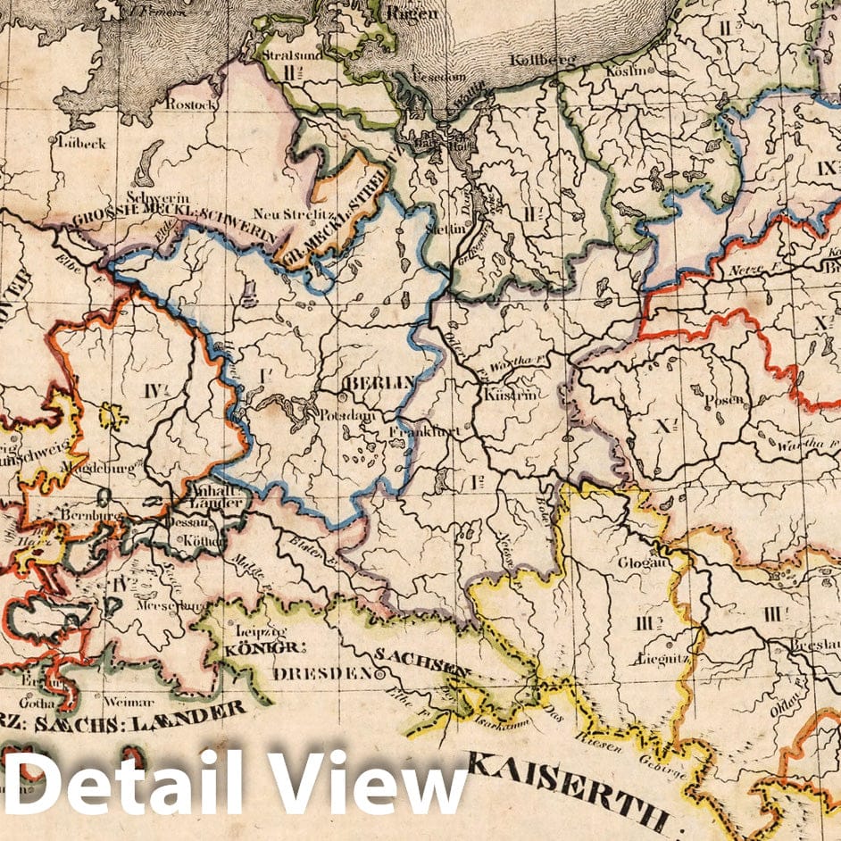 Prussia, Germany 1825 Historical Map Print