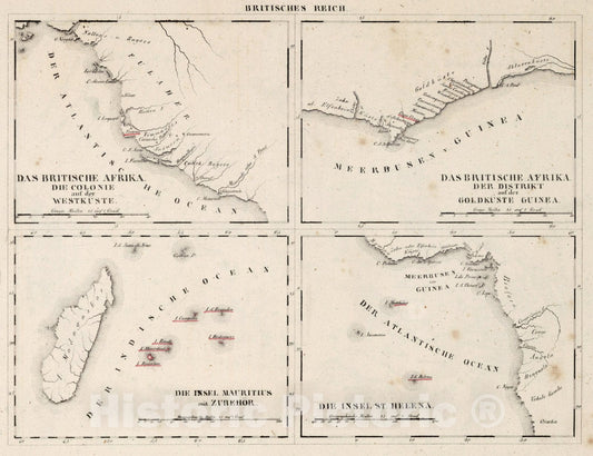 Historic Map : V.3:11-15:XV. Britisches Reich. Das Britische Afrika 1830 - Vintage Wall Art