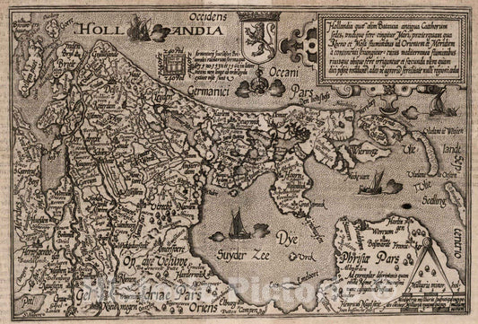 Historic Wall Map : Netherlands,44. Hollandia. 1600 , Vintage Wall Art