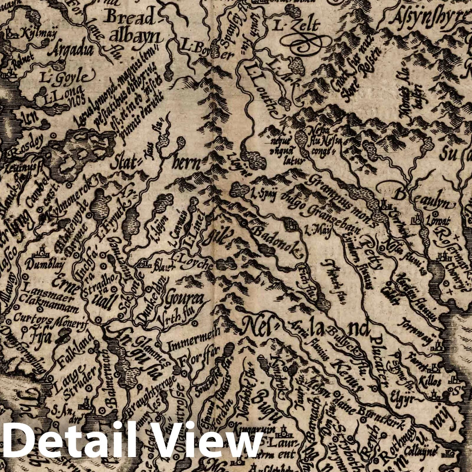 Scotland 1600 Historical Map Print - Quad's Geographisch Handtbuch