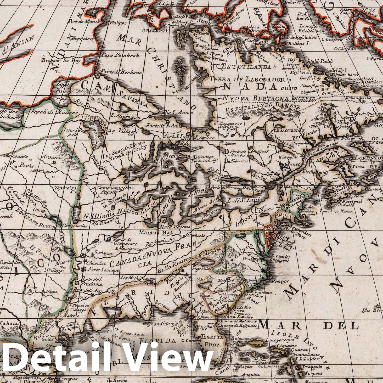 North America - River Map, 1687 - Historical Map Print