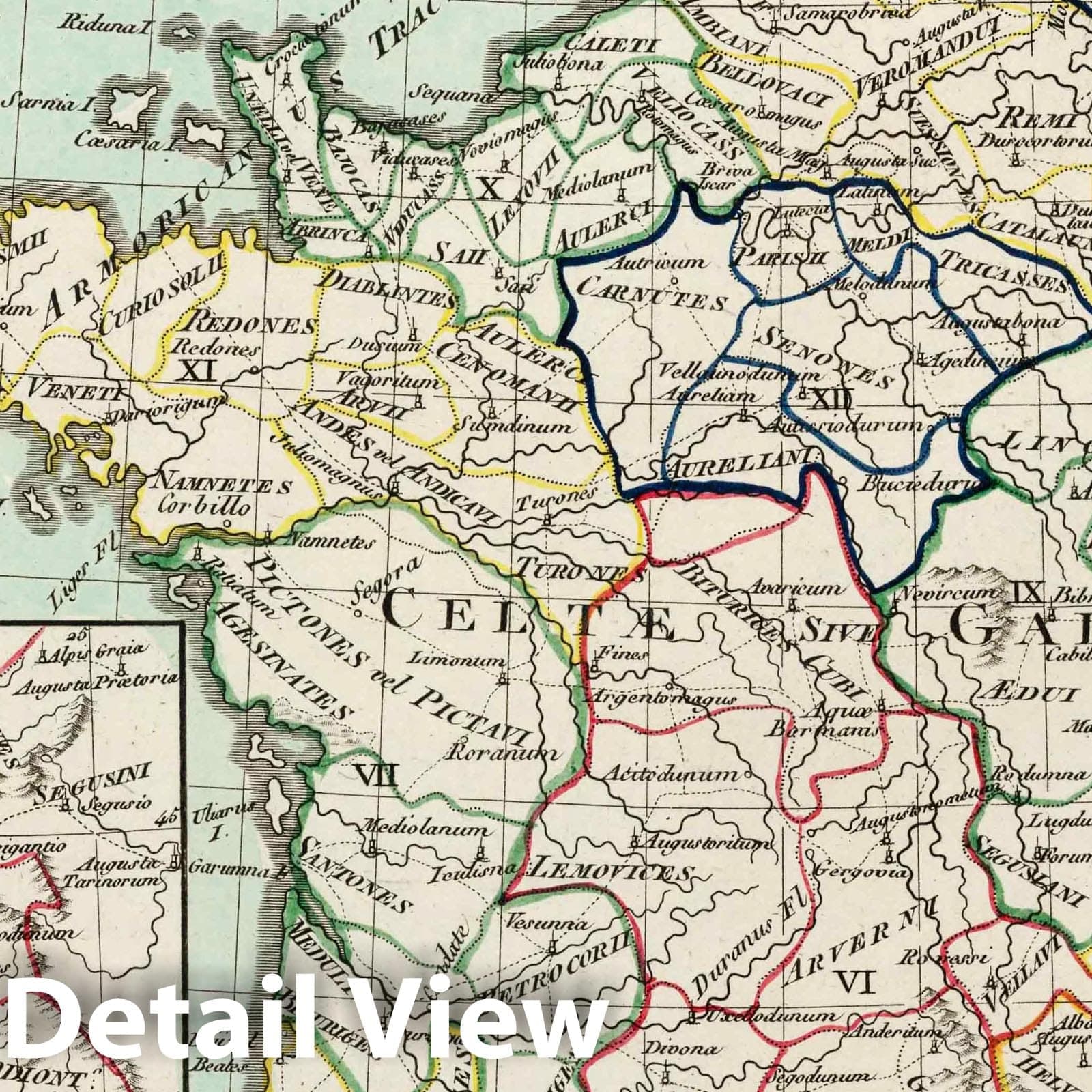 Ancient Gaul, 1804 Historical Map Print