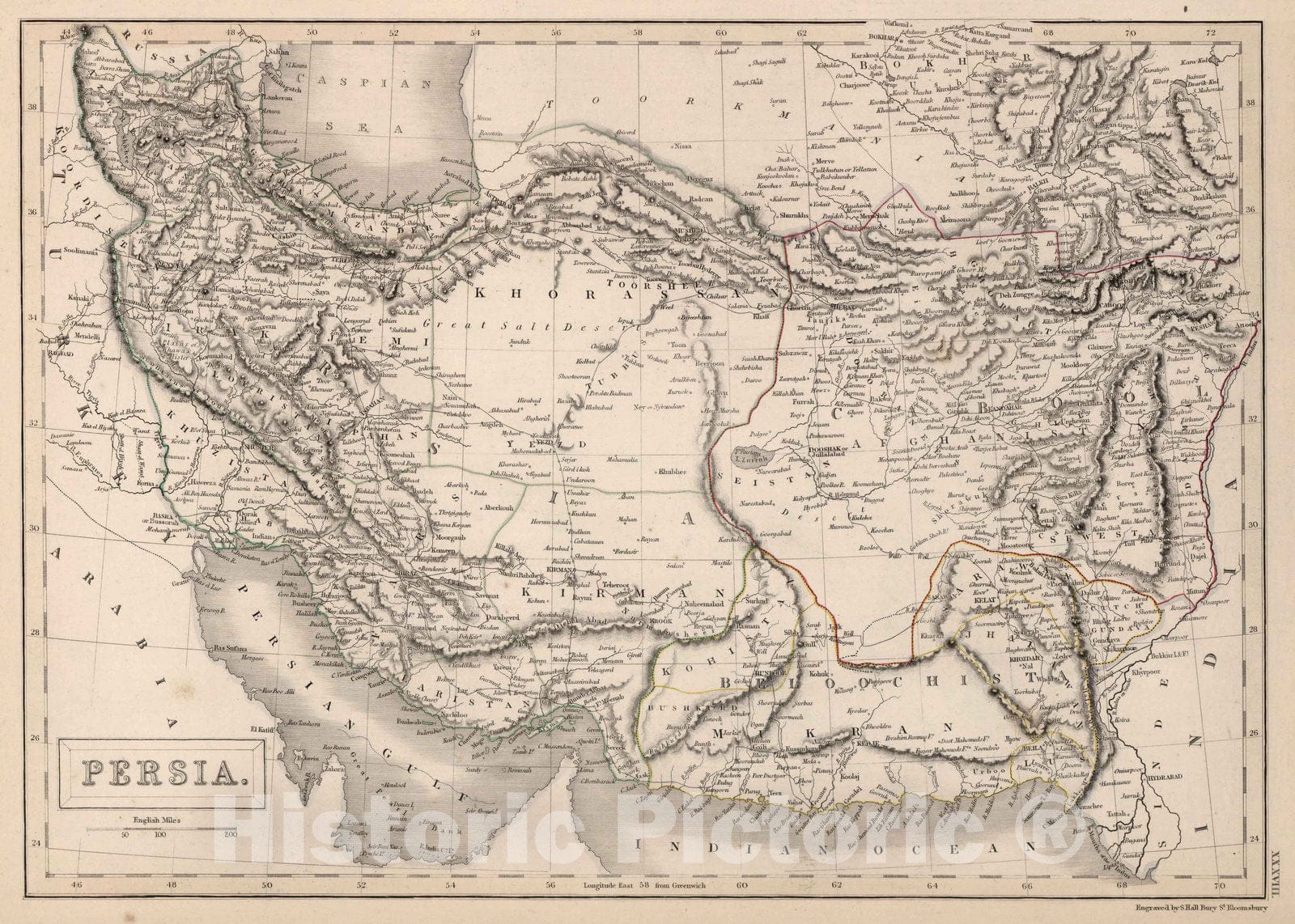 Historic Map : World Atlas Map, Persia. 1841 - Vintage Wall Art