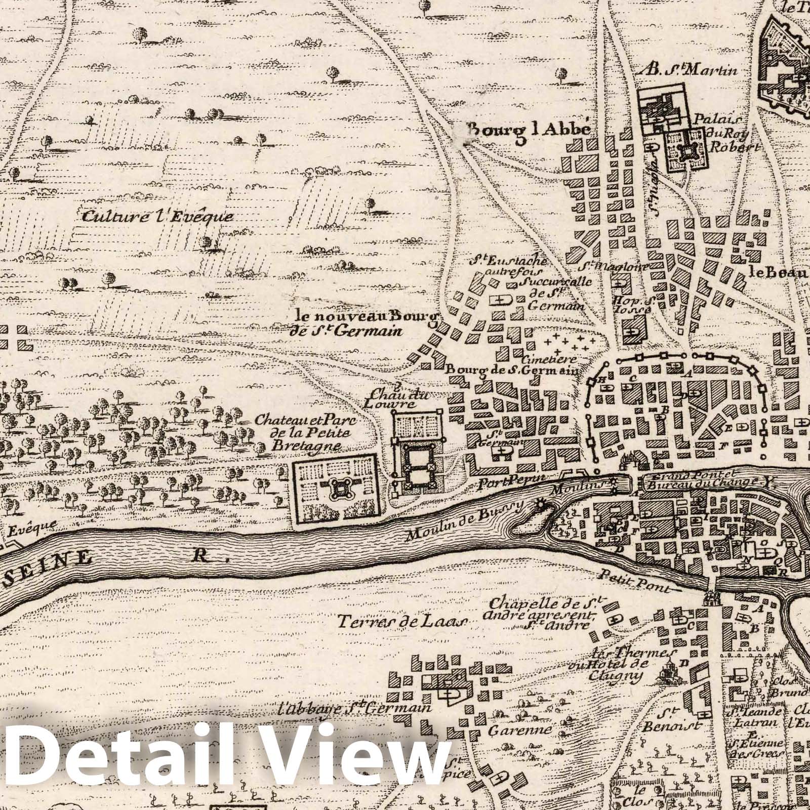 Paris, France - Third Plan, 1714 - Historical Map Print