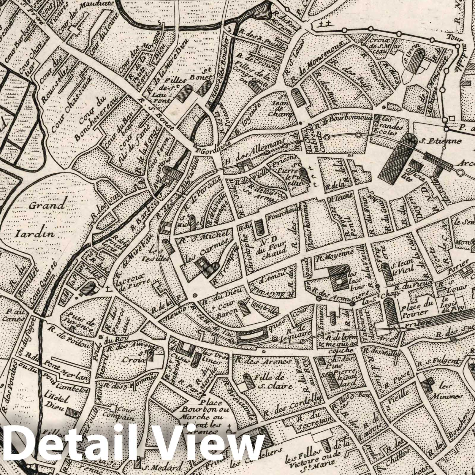 Bourges, 1703 - Historical City Plan Map Print