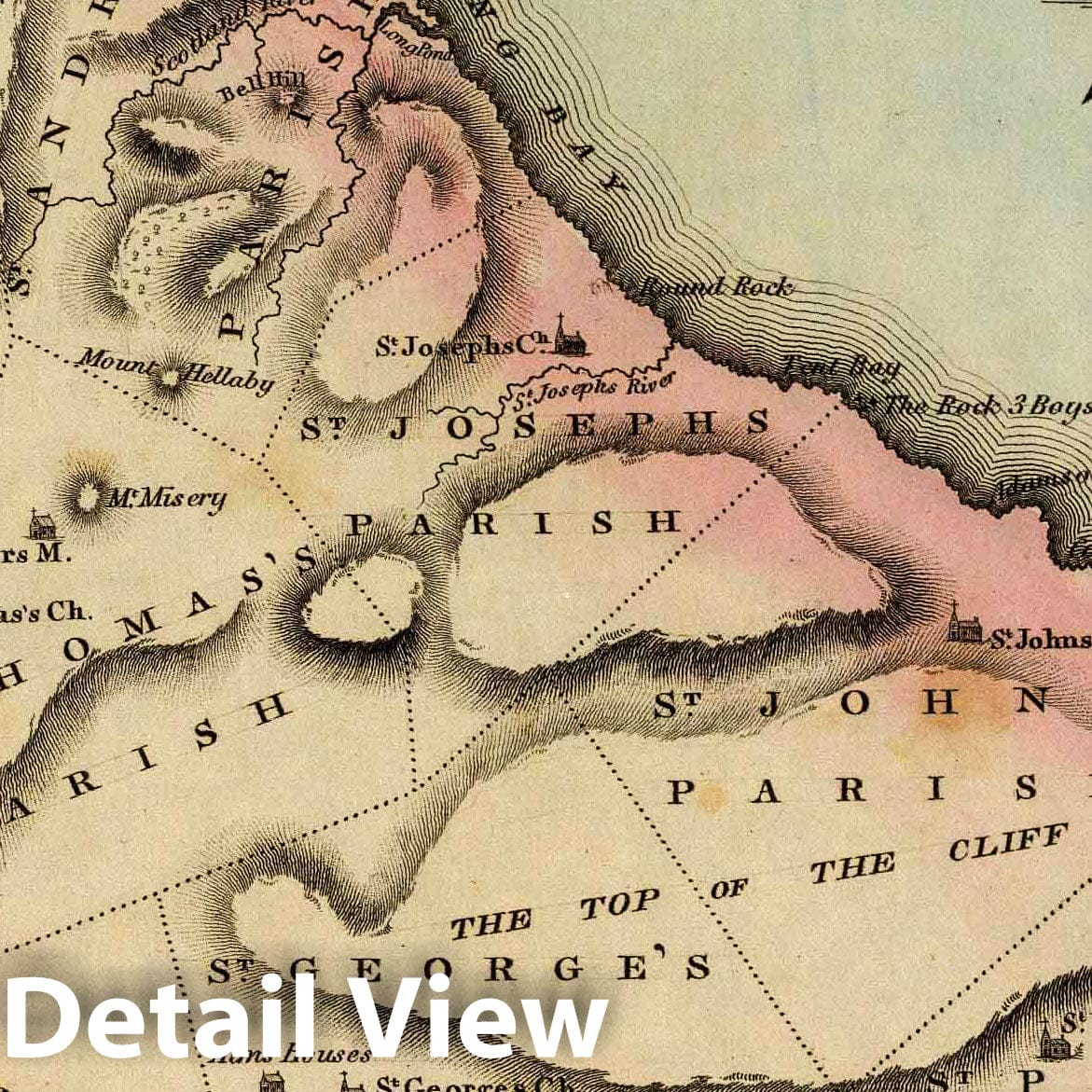 Barbados - River Map, 1823 - Historical Map Print