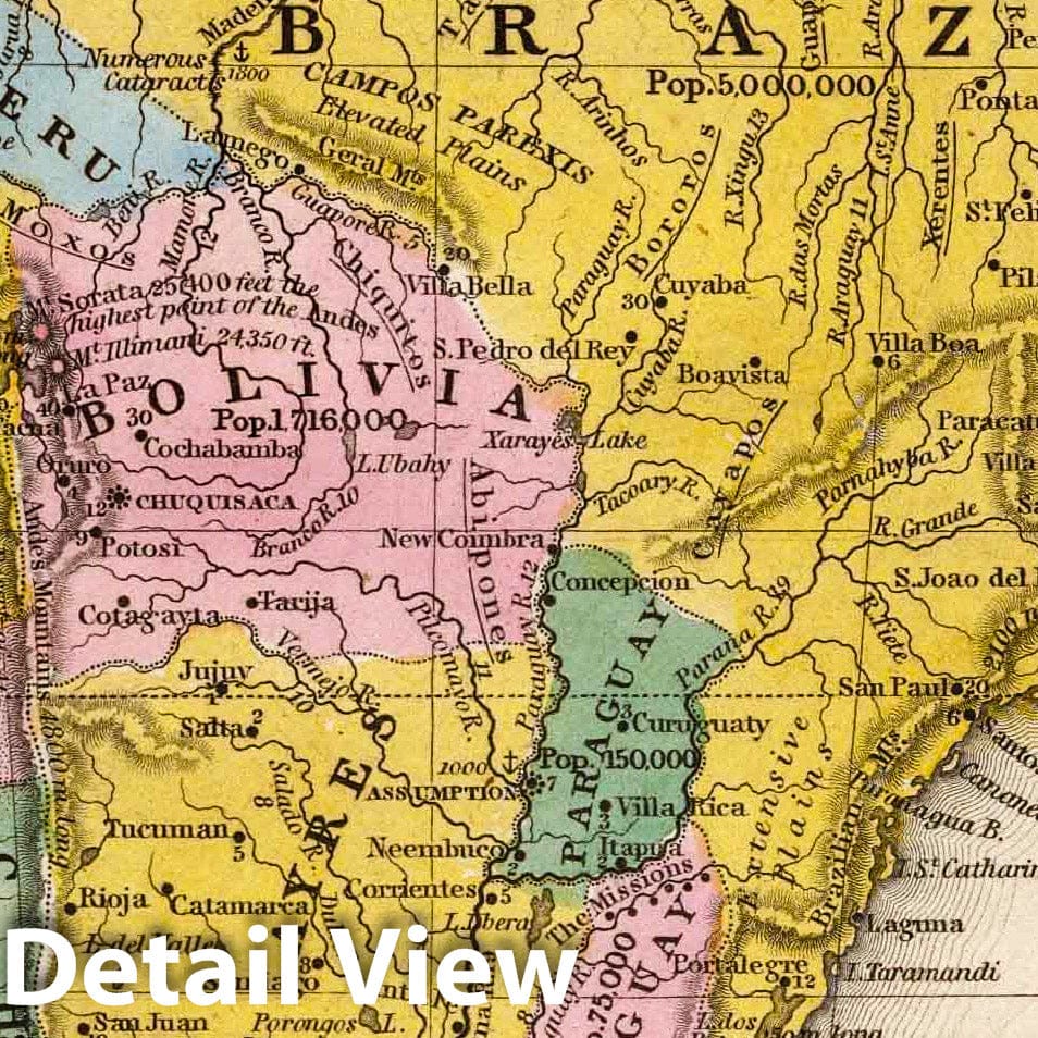 South America - Railroad Map, 1839 - Historical Map Print