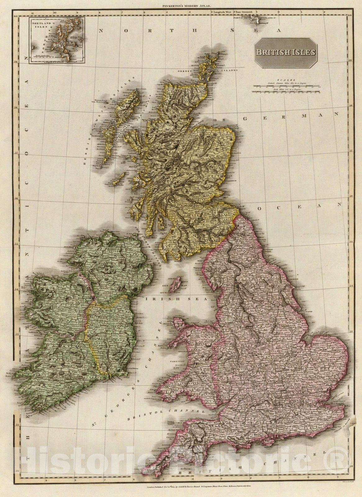 Historic Map : World Atlas Map, British Isles. 1812 - Vintage Wall Art