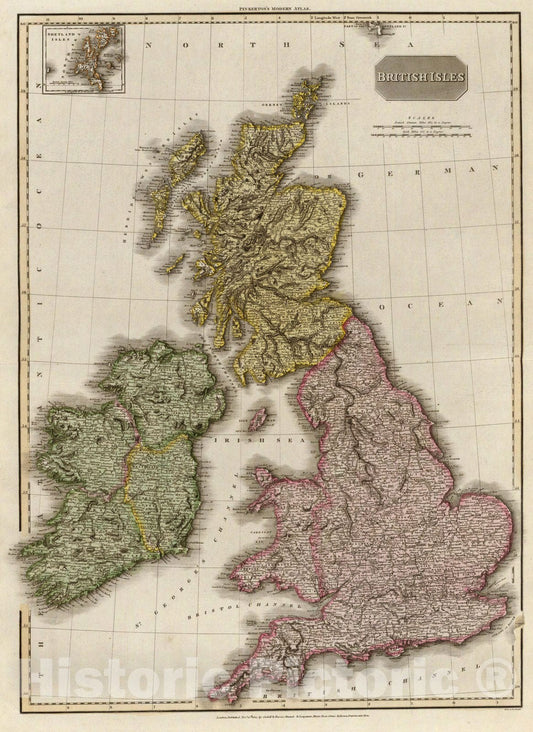 Historic Map : World Atlas Map, British Isles. 1812 - Vintage Wall Art