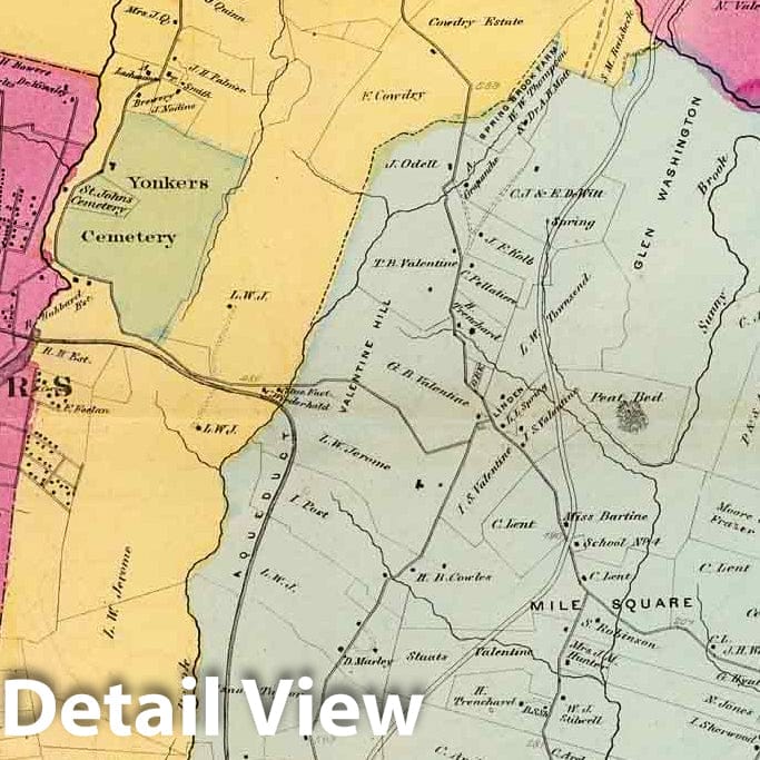Yonkers, Westchester County, New York 1868 Historical Map Print