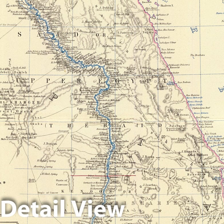 Egypt, Arabia Petraea, and Nubia - Boundary Map, 1861 - Historical Atlas Print