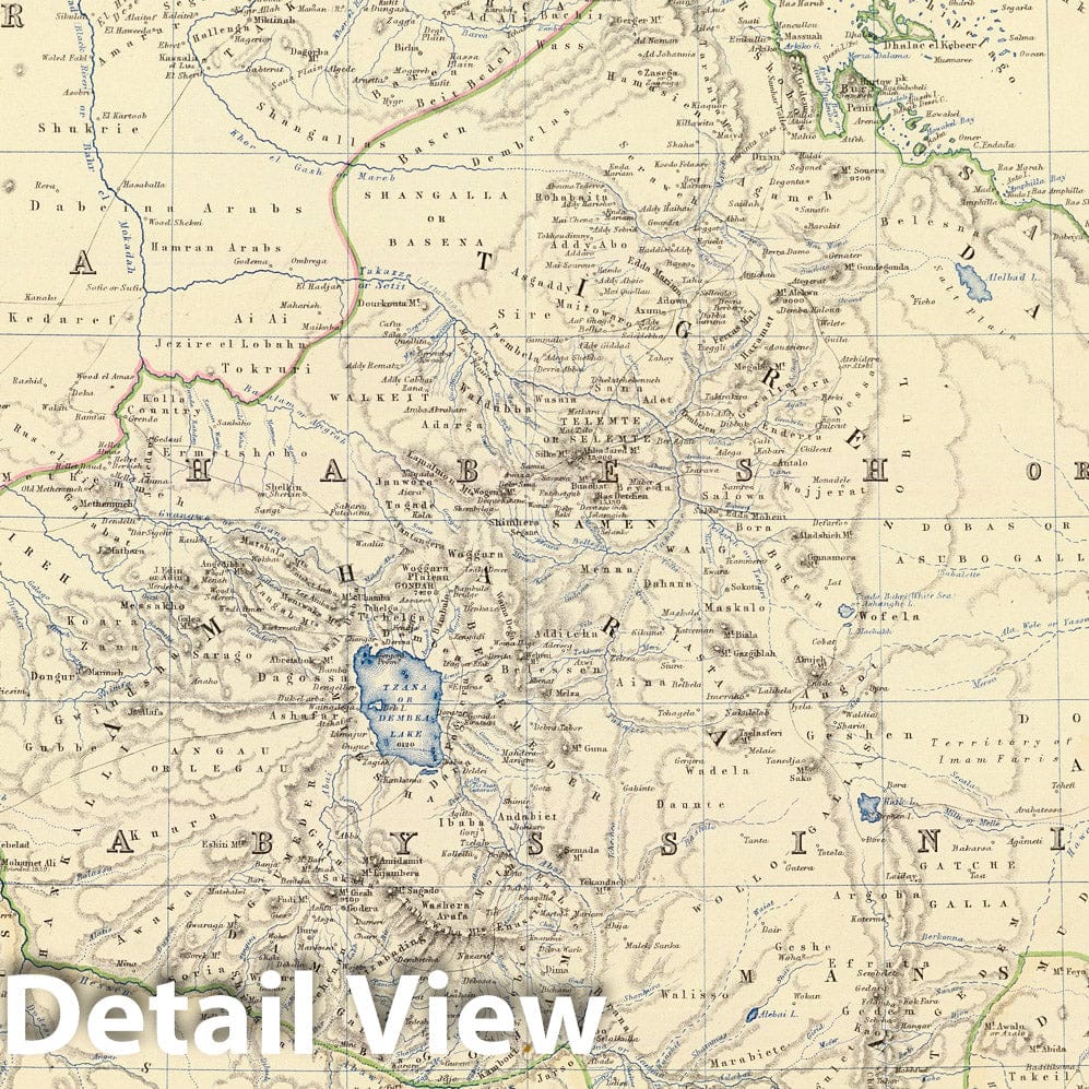Upper Nubia and Ethiopia - Boundary Map, 1861 - Historical Map Print