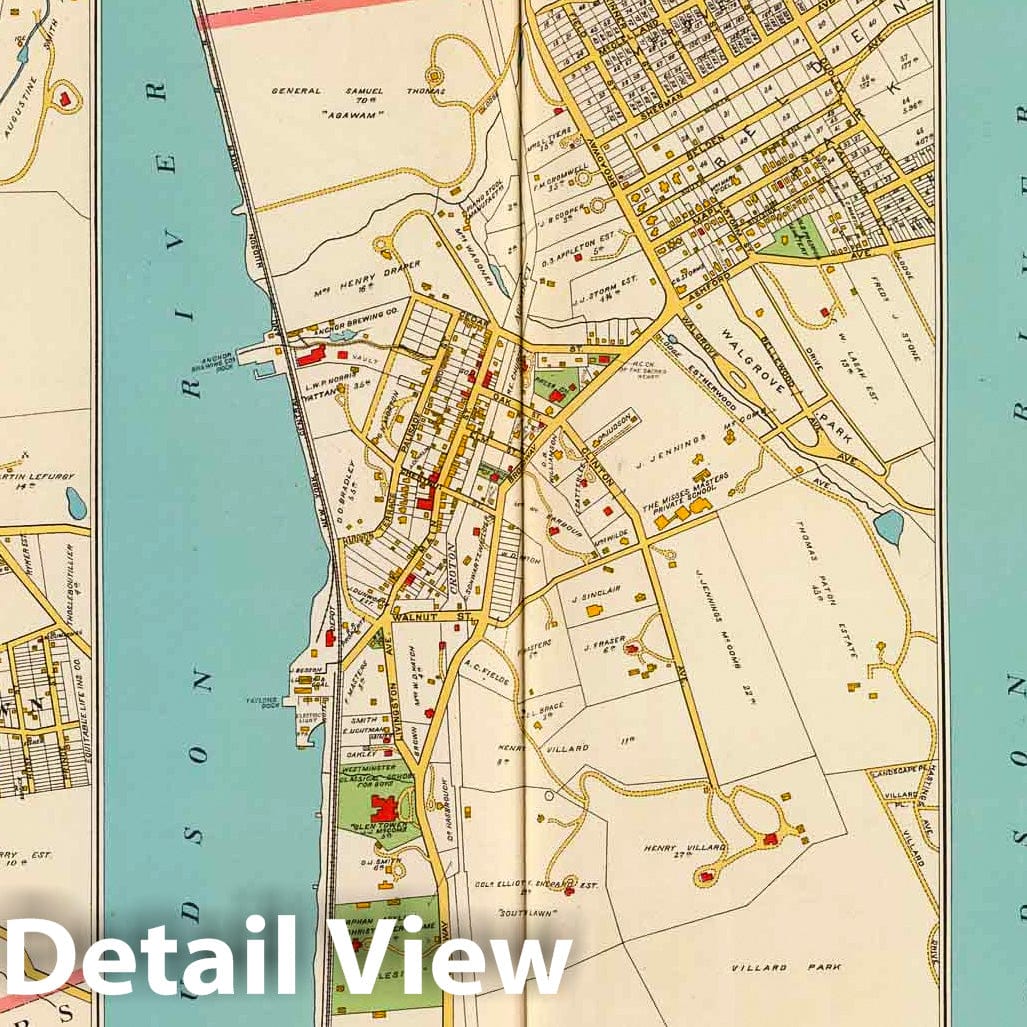 Hastings, Dobbs Ferry, and Irvington, New York 1893 Cadastral Map Print