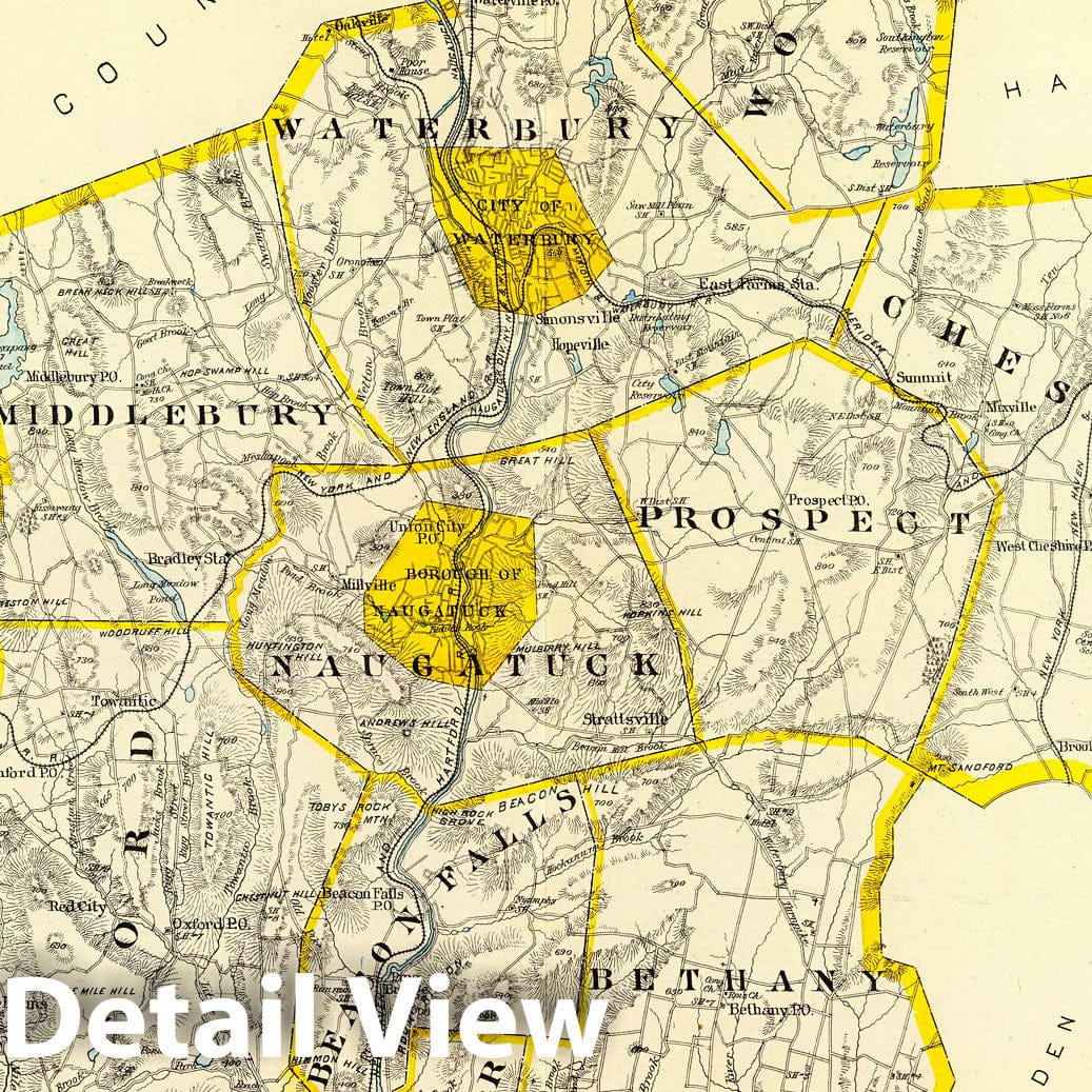 New Haven County, Connecticut - North Part, 1893 - Historical Map Print