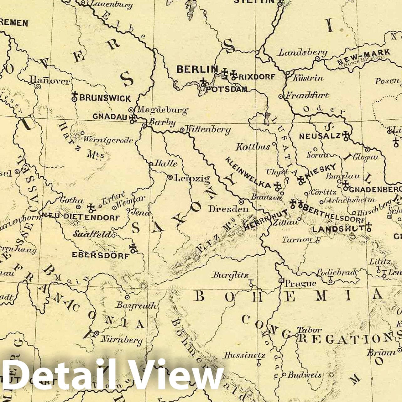 Germany, Switzerland, and Holland, 1853 - Historical Map Print