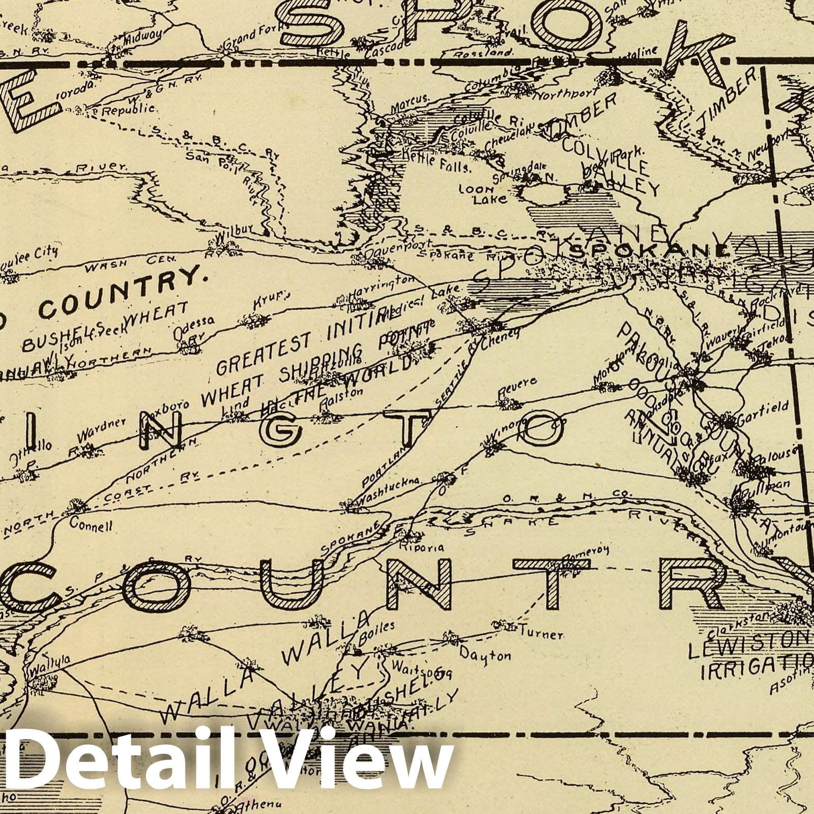 Spokane Country, Washington - Railroad Map, 1909