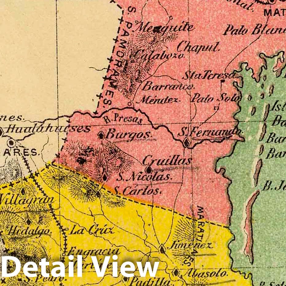 Historic Map : Mexico, Tamaulipas (Mexico) Tamaulipas. 1899 , Vintage Wall Art