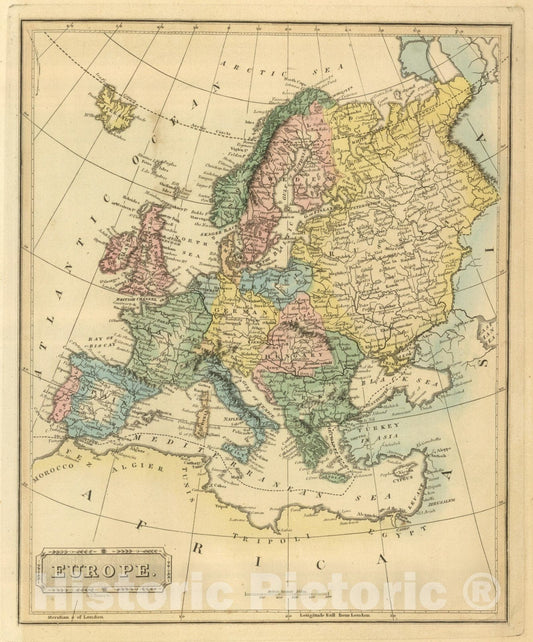 Historic Map : World Atlas Map, Europe. 1822 - Vintage Wall Art
