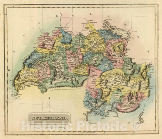 Switzerland 1822 Historical Map Print - Hand-Colored Engraving