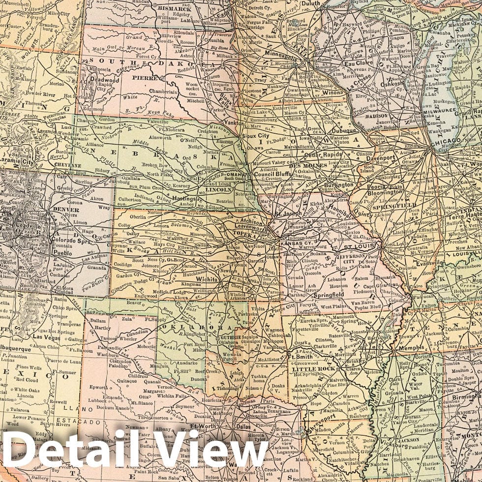 United States Railroad Map, 1891 - Historical Map Print