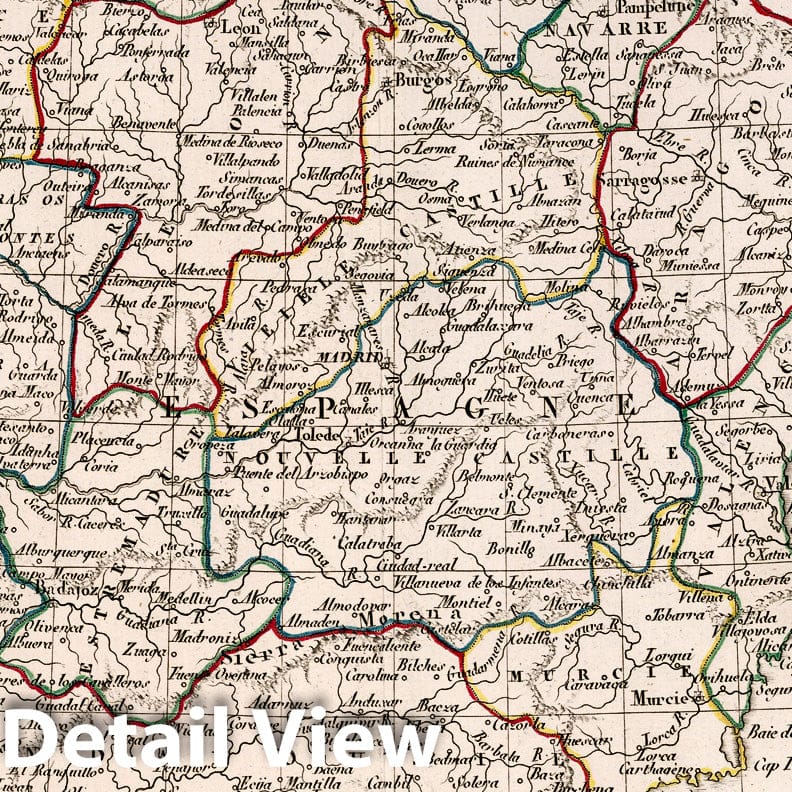 Spain and Portugal, 1823 - Historical Map Print from Delamarche Atlas