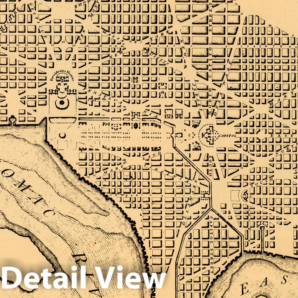 Historic Map : Historical Atlas Map, Plate 158. Washington (D.C.) (1793) (Facsimile). 1932 - Vintage Wall Art
