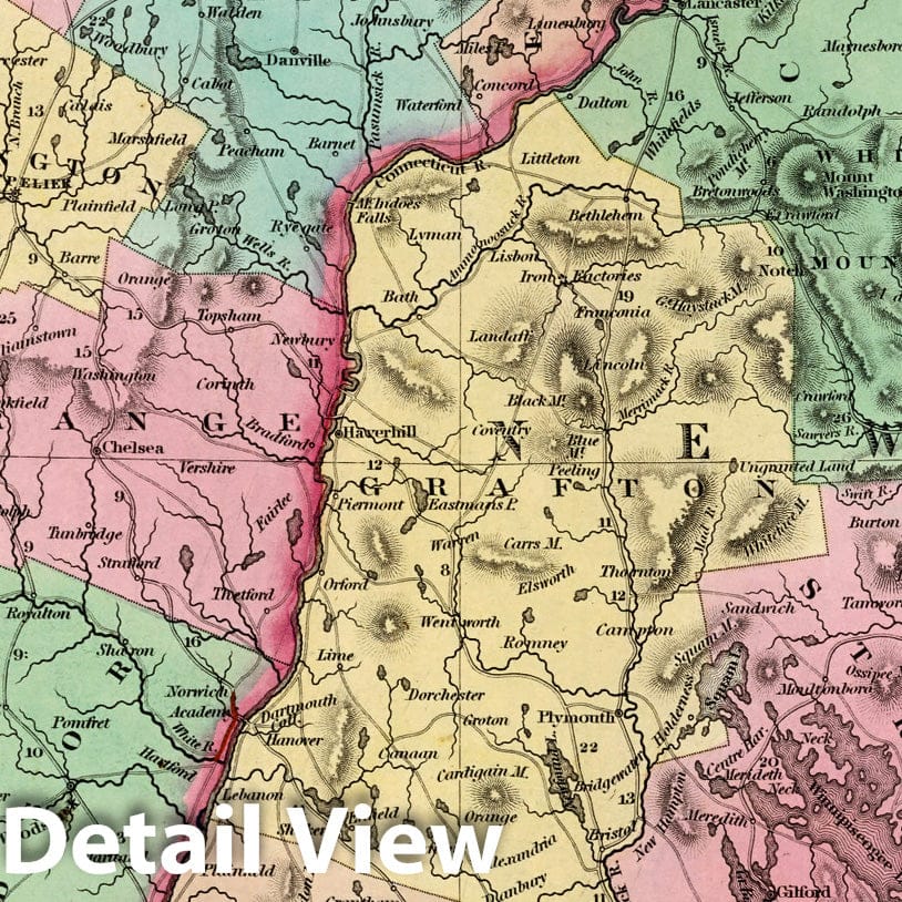 New Hampshire and Vermont, 1840 - Historical Map Print