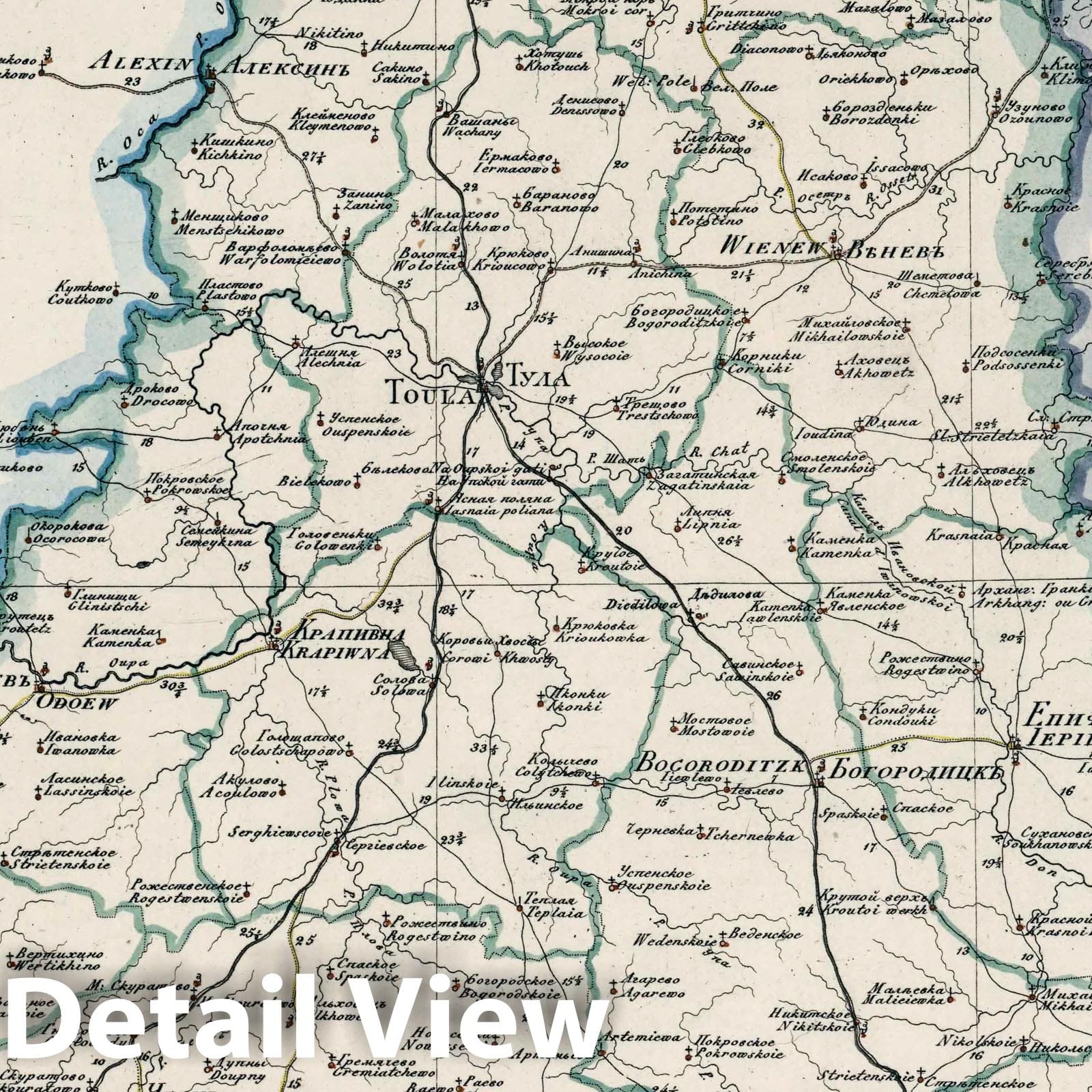 Tula Oblast, Russia - Plate No. 29, 1829 - Historical Map Print