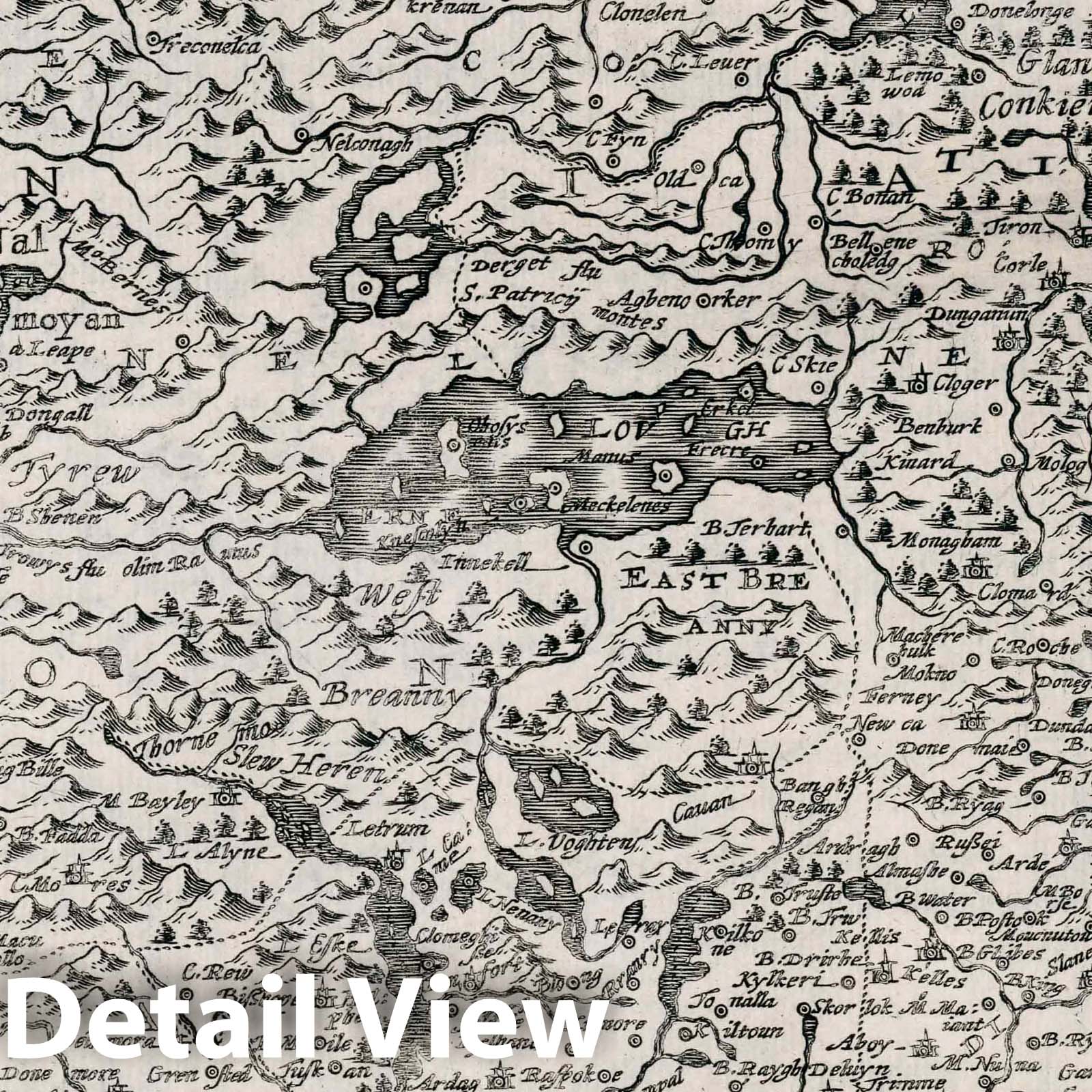Ireland - River Map, 1636 - Historical Map Print