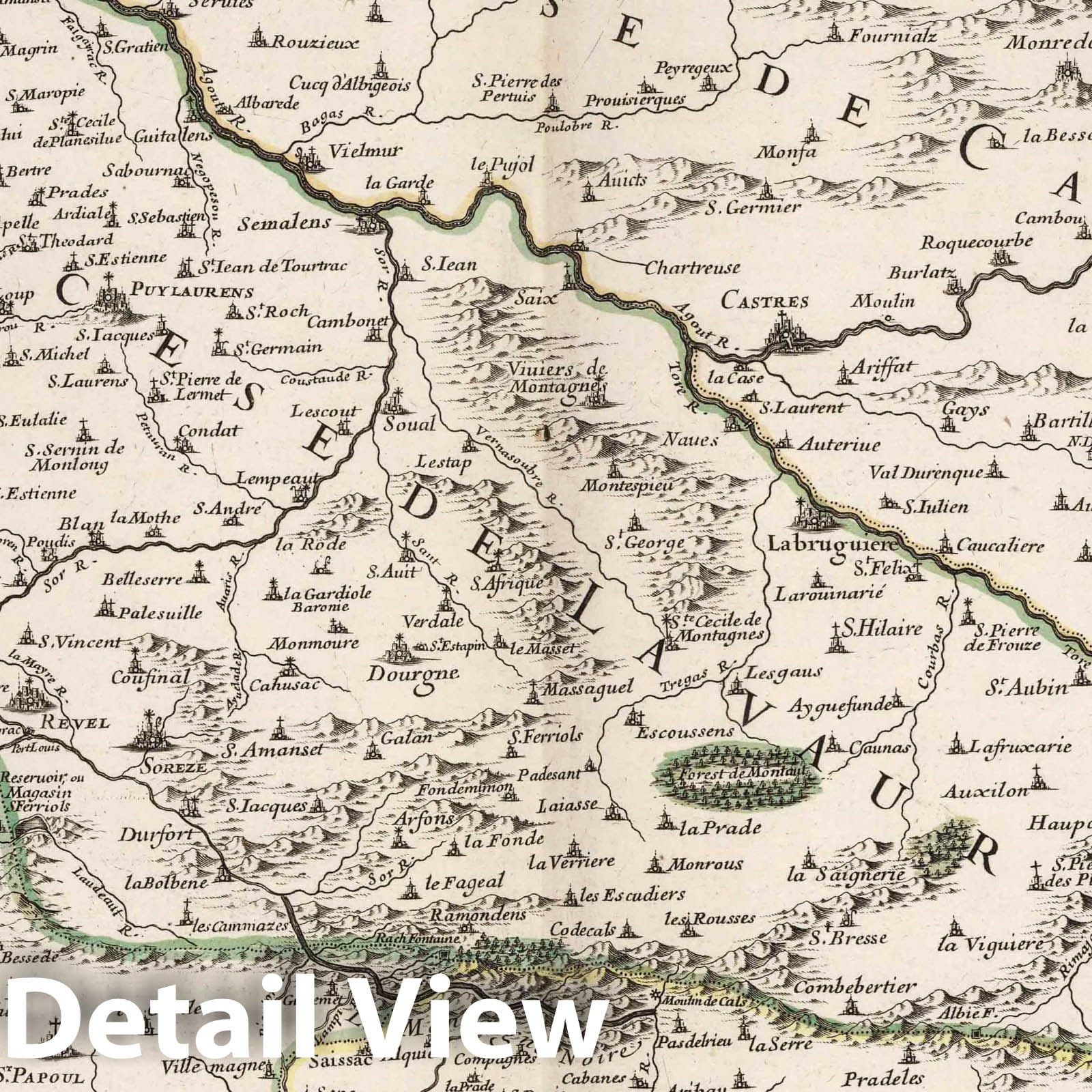 Diocese of Lavaur France 1683 Historical Map Print