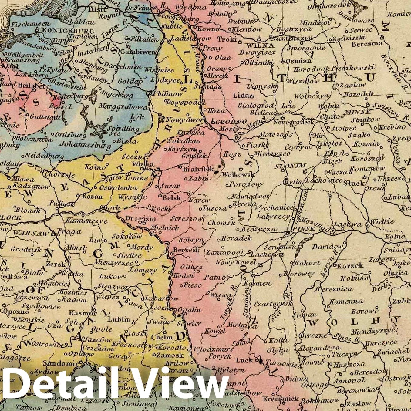 Poland - River Map, 1823 - Historical Map Print