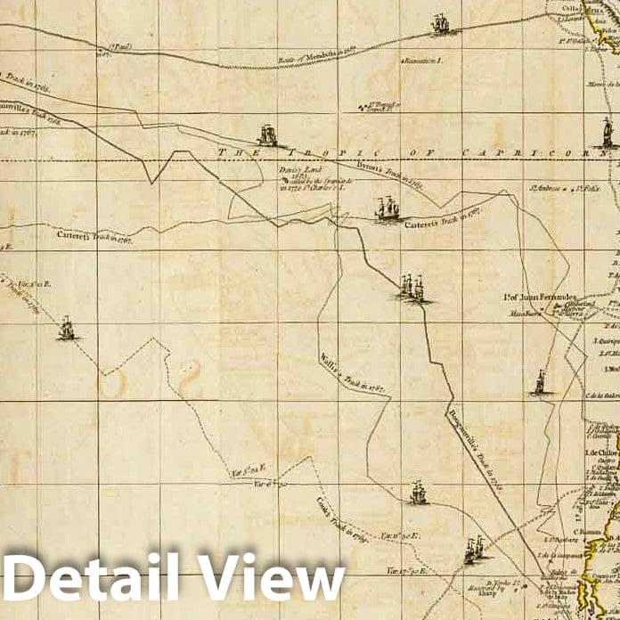 Pacific Ocean and South America - Nautical Chart, 1776 - Historical Map Print