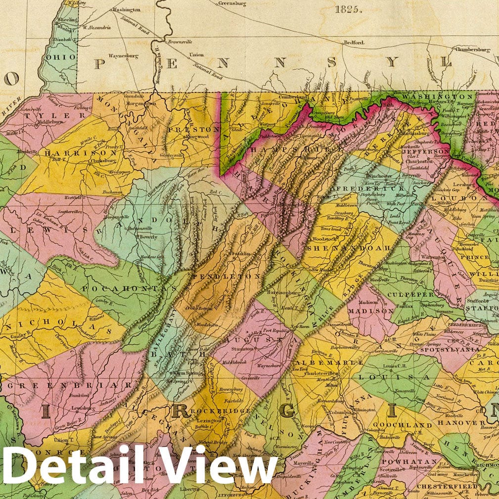 Virginia and Maryland with Plan of Washington City and Georgetown, 1826 - Historical Map Print